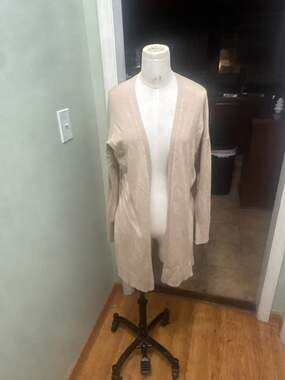 A New Day Target Women's Beige Open Front Longline Lightweight Cardigan Sweater
